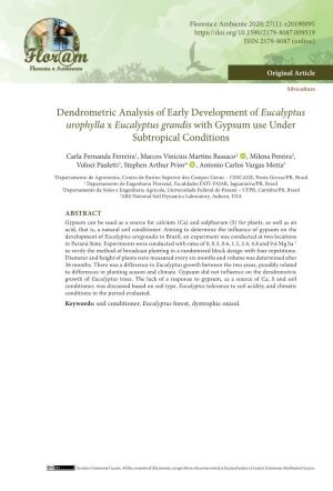 Dendrometric Analysis of Early Development of Eucalyptus Urophylla X Eucalyptus Grandis with Gypsum Use Under Subtropical Conditions