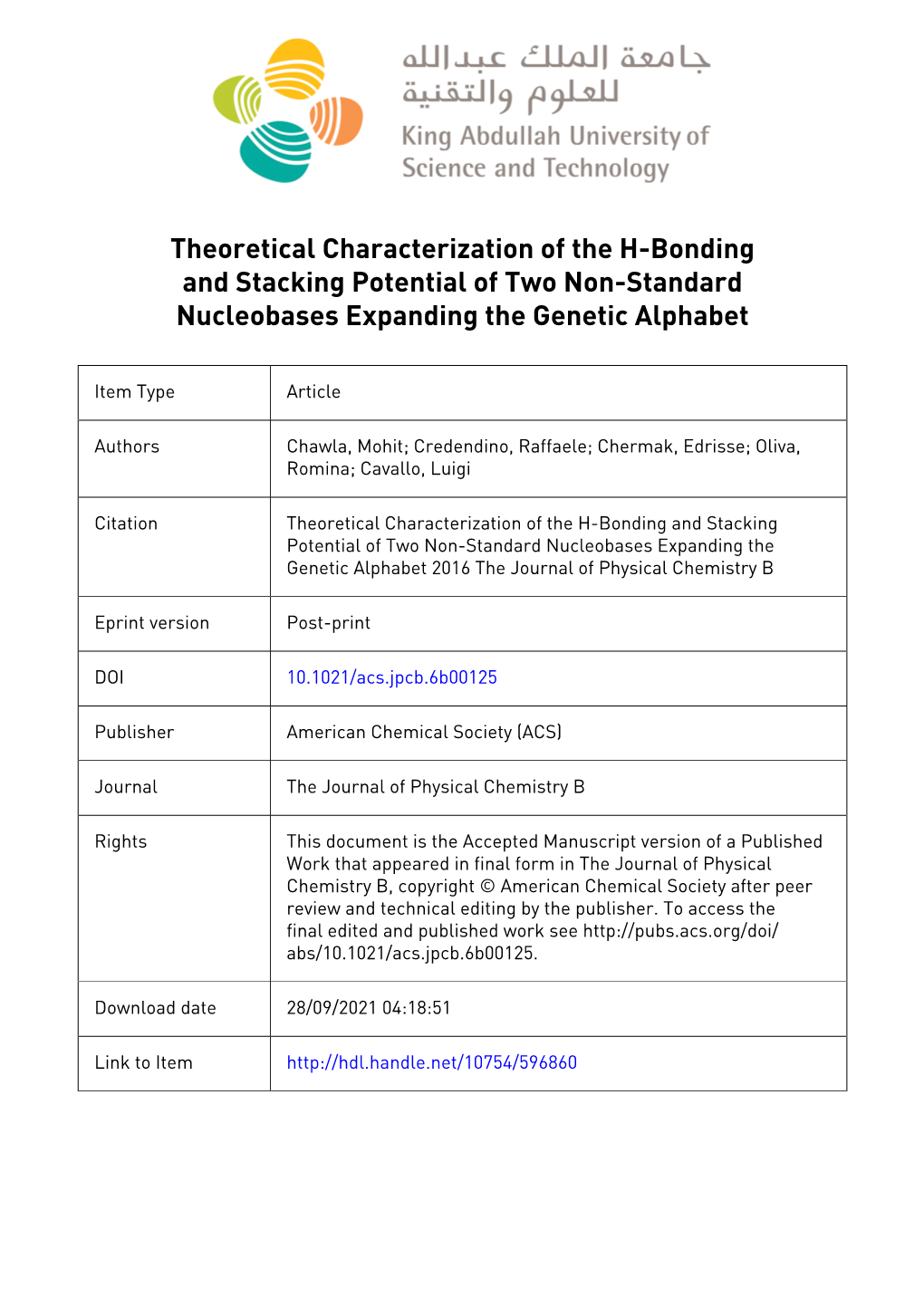 Theoretical Characterization of the H-Bonding and Stacking Potential of Two Non-Standard Nucleobases Expanding the Genetic Alphabet