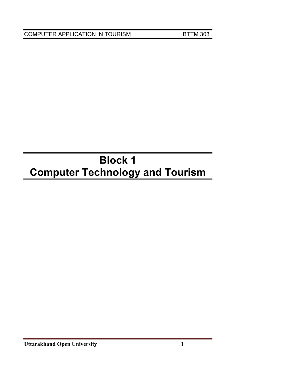 Block 1 Computer Technology and Tourism