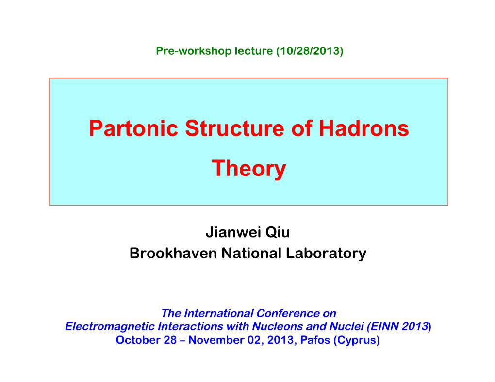 Partonic Structure of Hadrons Theory