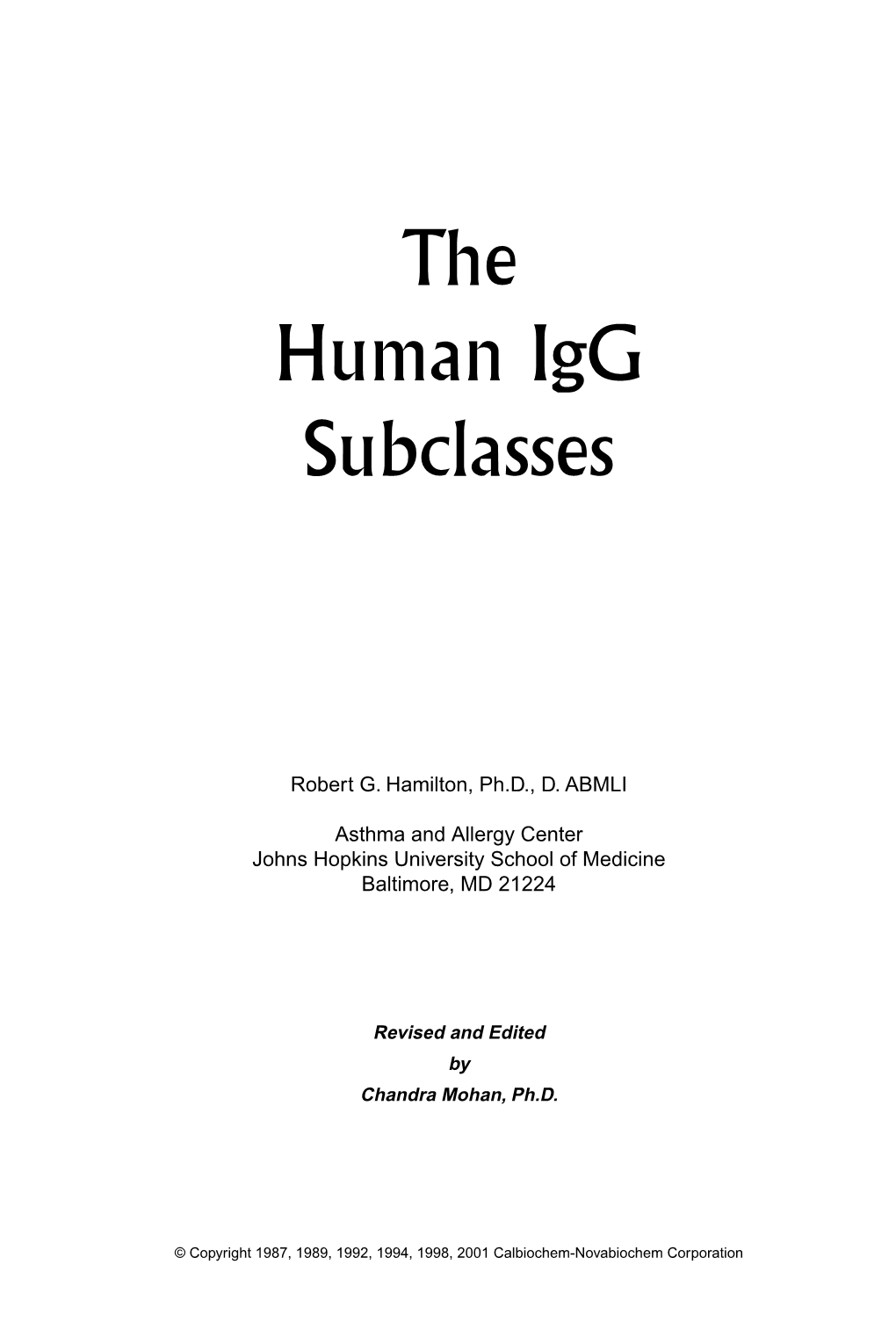 The Human Igg Subclasses