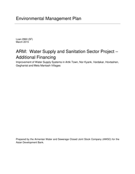 Environmental Management Plan ARM: Water Supply and Sanitation