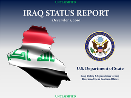 IRAQ STATUS REPORT December 1, 2010