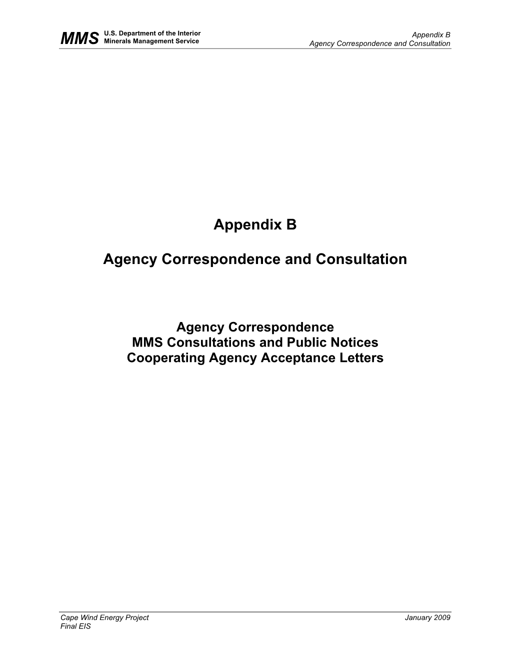 Appendix B Agency Correspondence and Consultation