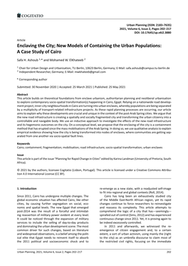 New Models of Containing the Urban Populations: a Case Study of Cairo