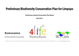 Preliminary Biodiversity Conservation Plan for Limpopo