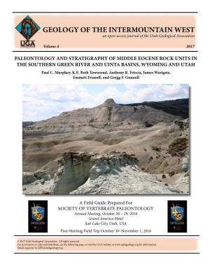 PALEONTOLOGY and STRATIGRAPHY of MIDDLE EOCENE ROCK UNITS in the SOUTHERN GREEN RIVER and UINTA BASINS, WYOMING and UTAH Paul C