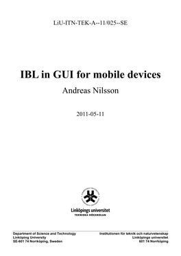 IBL in GUI for Mobile Devices Andreas Nilsson