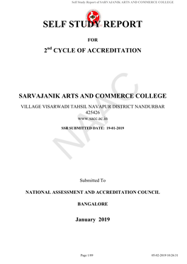 Self Study Report of SARVAJANIK ARTS and COMMERCE COLLEGE