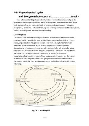 1-3: Biogeochemical Cycles and Ecosystem Homeostasis