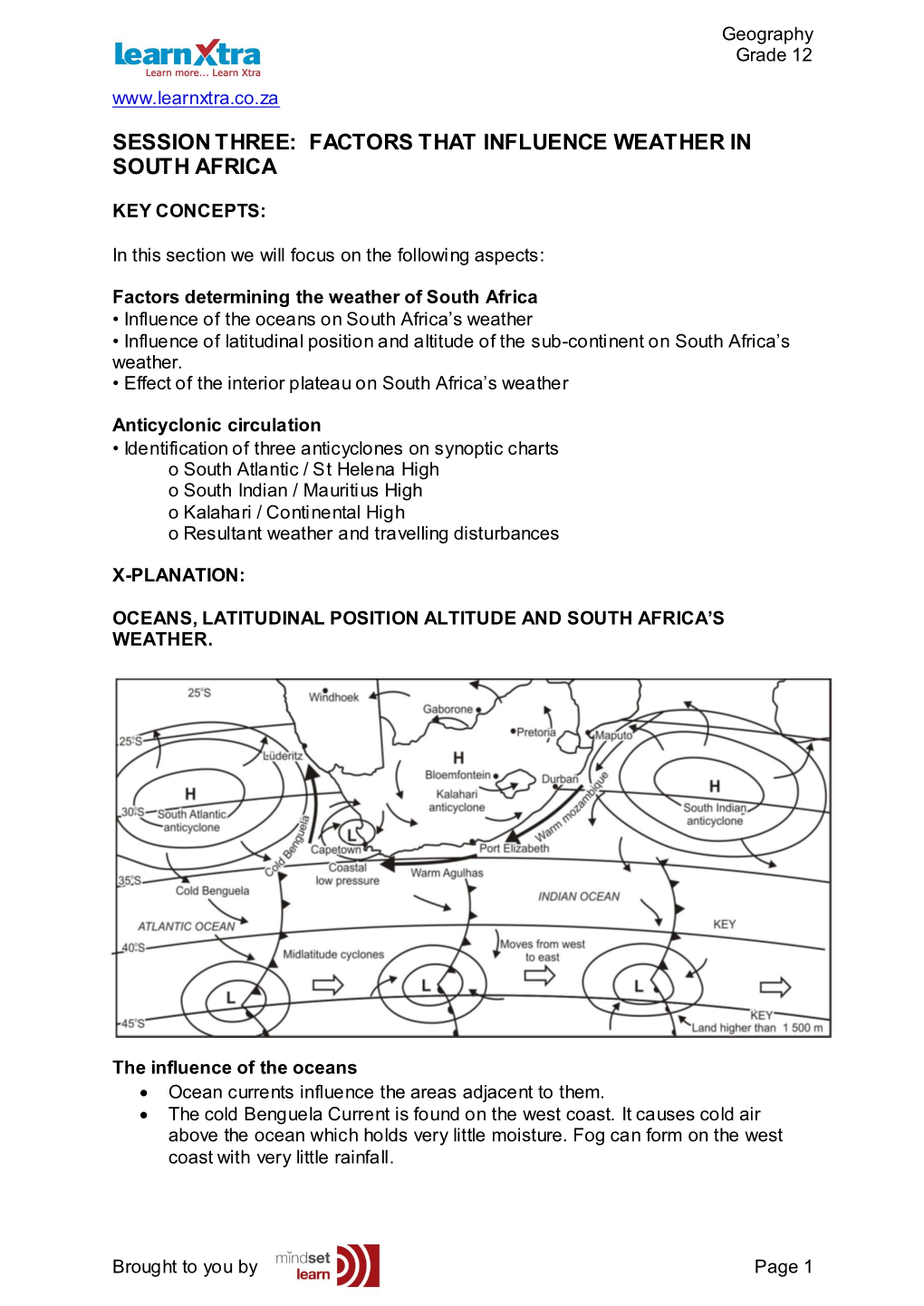 Session Three Factors That Influence Weather In South Africa DocsLib