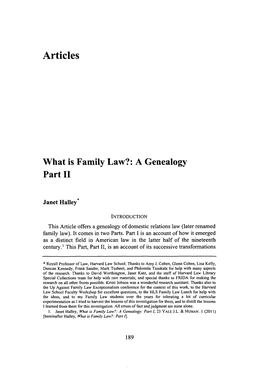 What Is Family Law?: a Genealogy Part II