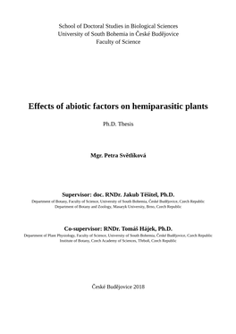 Effects of Abiotic Factors on Hemiparasitic Plants