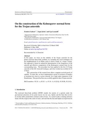 On the Construction of the Kolmogorov Normal Form for the Trojan Asteroids