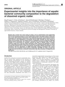 Experimental Insights Into the Importance of Aquatic Bacterial Community Composition to the Degradation of Dissolved Organic Matter