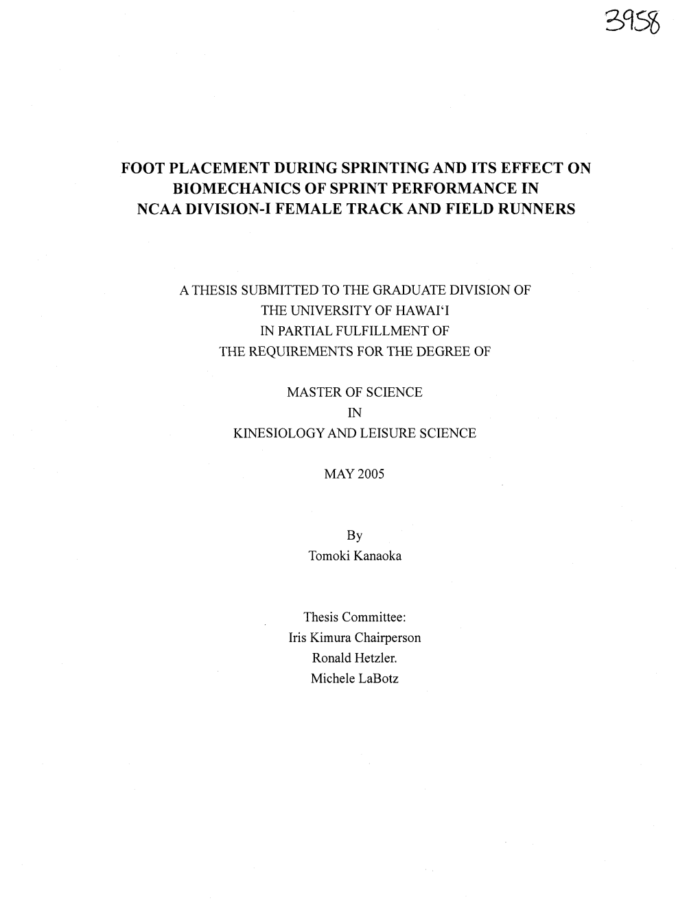 Foot Placement During Sprinting and Its Effect on Biomechanics of Sprint Performance in Ncaa Division-I Female Track and Field Runners