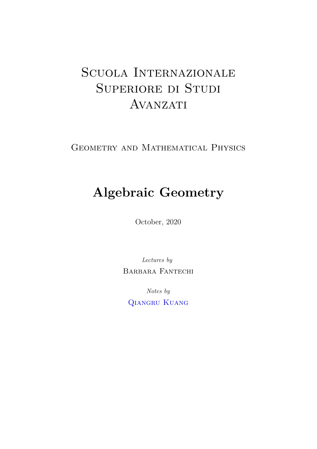 Algebraic Geometry