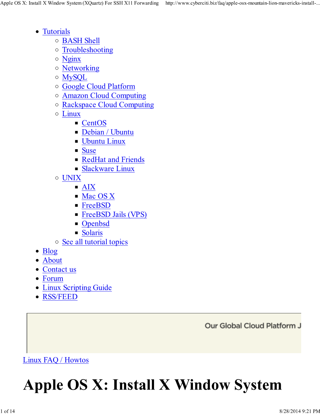 Apple OS X: Install X Window System (Xquartz) for SSH X11 Forwarding