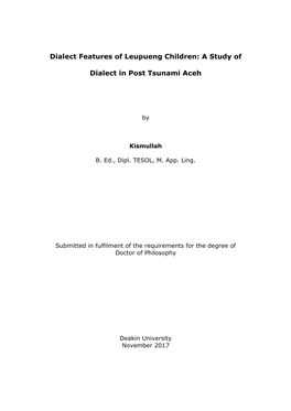 A Study of Dialect in Post Tsunami Aceh