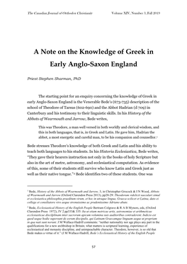 A Note on the Knowledge of Greek in Early Anglo-Saxon England