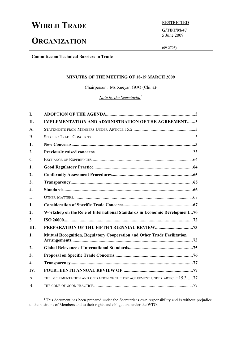 Minutes of the Meeting of 18-19 March 2009