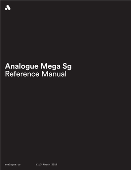 Analogue Mega Sg Reference Manual