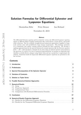 Solution Formulas for Differential Sylvester and Lyapunov Equations