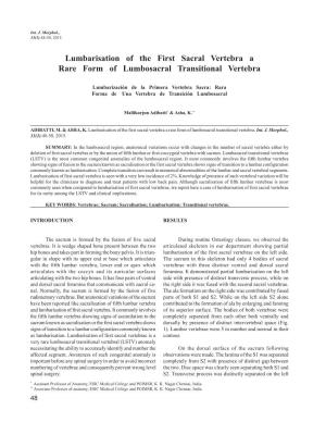 Lumbarisation of the First Sacral Vertebra a Rare Form of Lumbosacral Transitional Vertebra