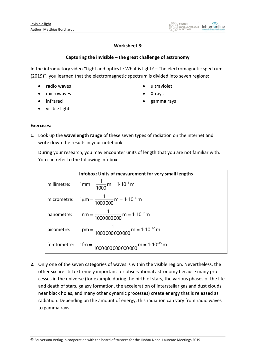 Worksheet 3: Capturing the Invisible – the Great