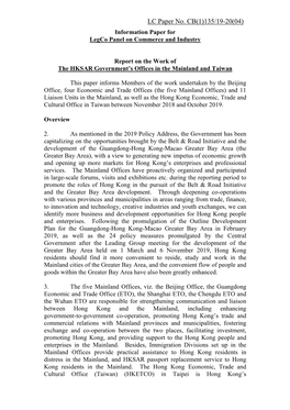 LC Paper No. CB(1)135/19-20(04) Information Paper for Legco Panel on Commerce and Industry