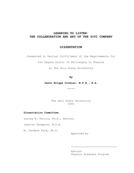 The Collaboration and Art of the Siti Company Dissertation