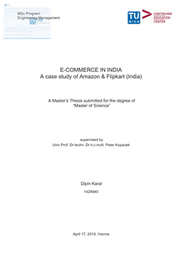 E-COMMERCE in INDIA a Case Study of Amazon & Flipkart