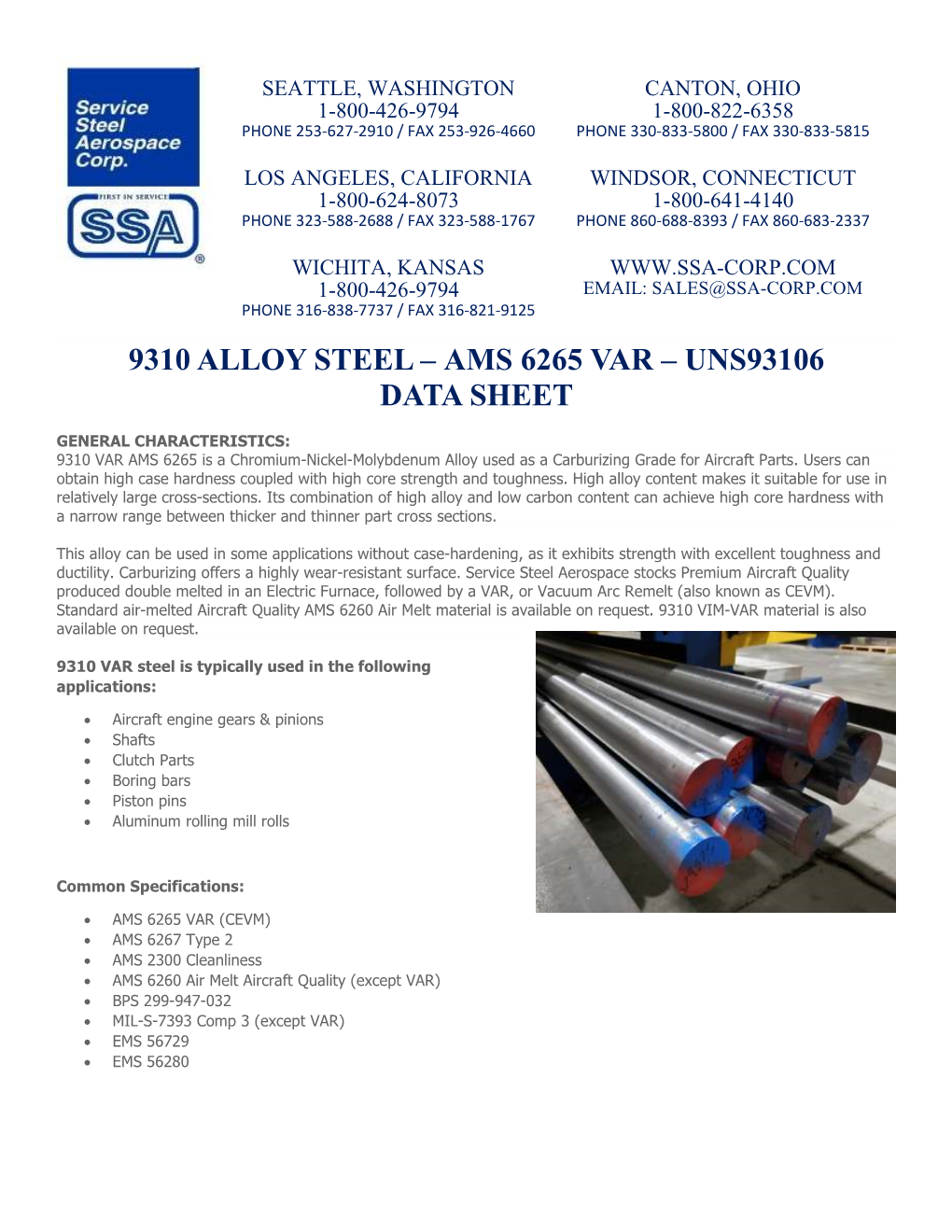 Data Sheet 9310 Alloy Steel