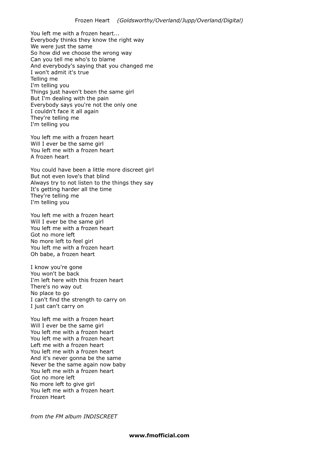 Fm-Lyrics-Frozen-Heart.Pdf