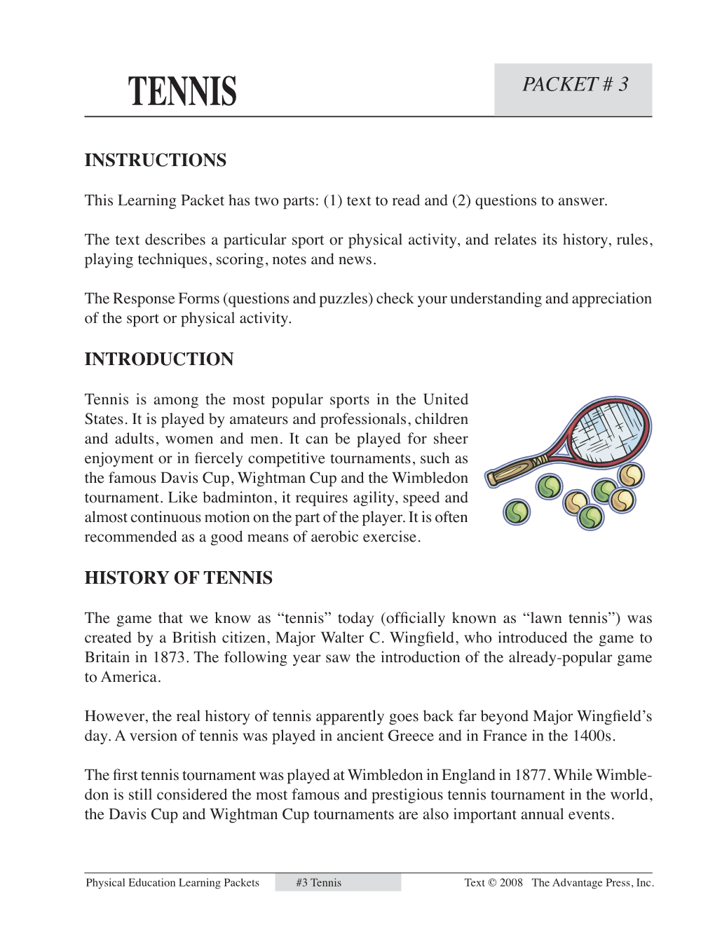 Tennis Packet # 3