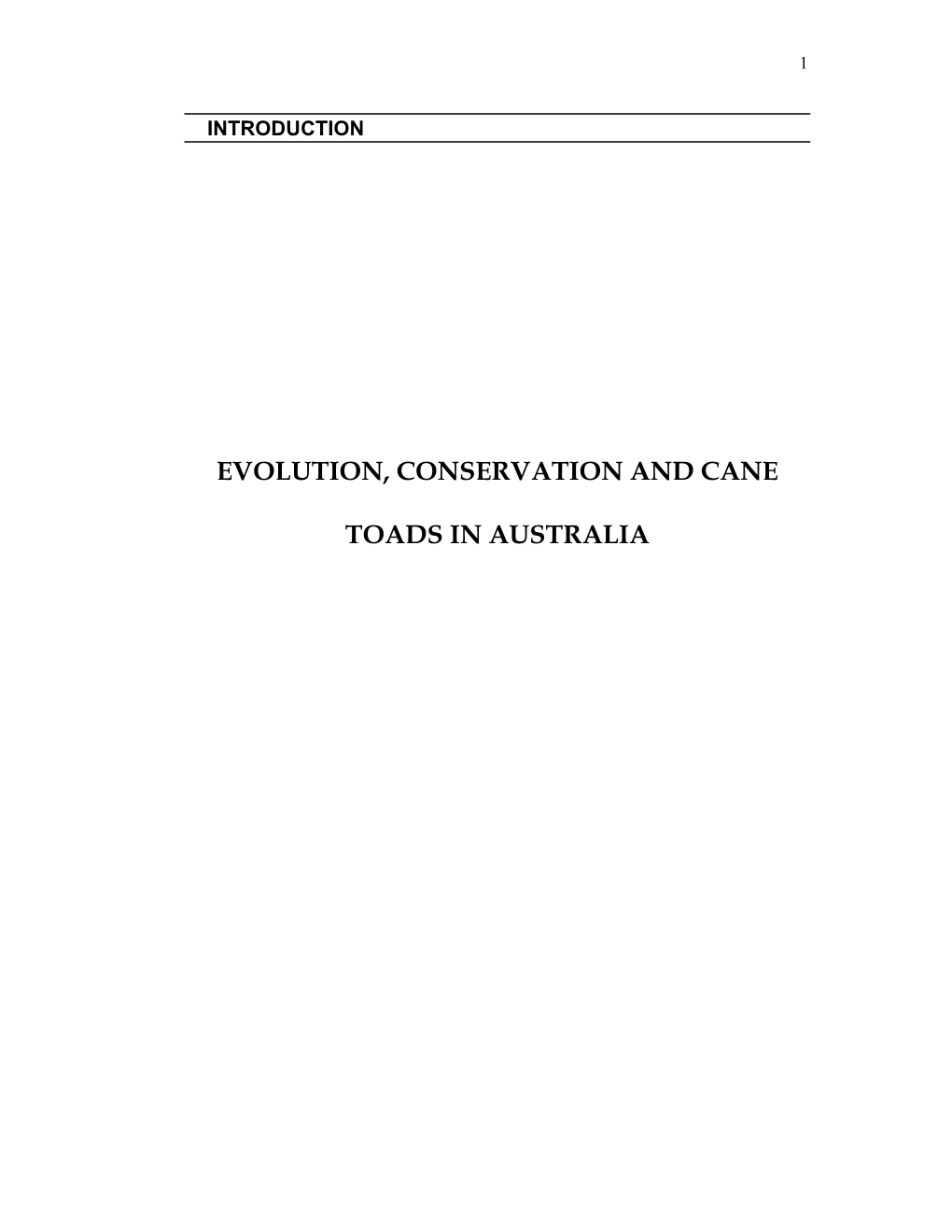 Evolution, Conservation and Cane Toads in Australia