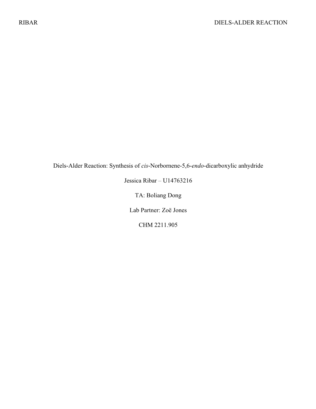 Synthesis of Cis-Norbornene-5,6-Endo-Dicarboxylic Anhydride