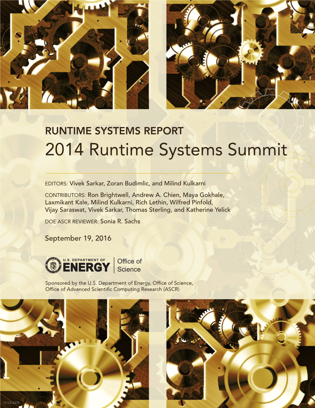 2014 Runtime Systems Summit. Runtime Systems Report