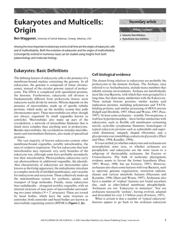 Eukaryotes and Multicells: Origin