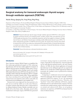 Surgical Anatomy for Transoral Endoscopic Thyroid Surgery Through Vestibular Approach (TOETVA)