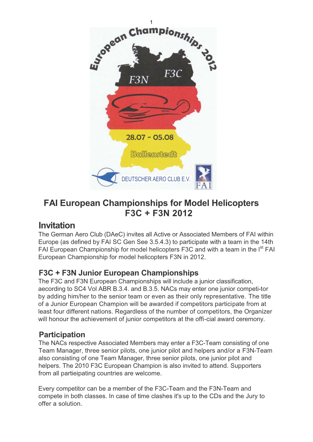 FAI European Championships for Model Helicopters F3C + F3N 2012