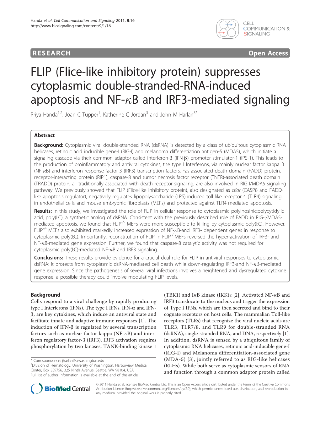 FLIP (Flice-Like Inhibitory Protein) Suppresses Cytoplasmic Double