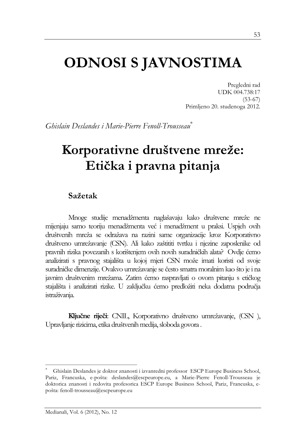 Korporativne Društvene Mreže: Etička I Pravna Pitanja