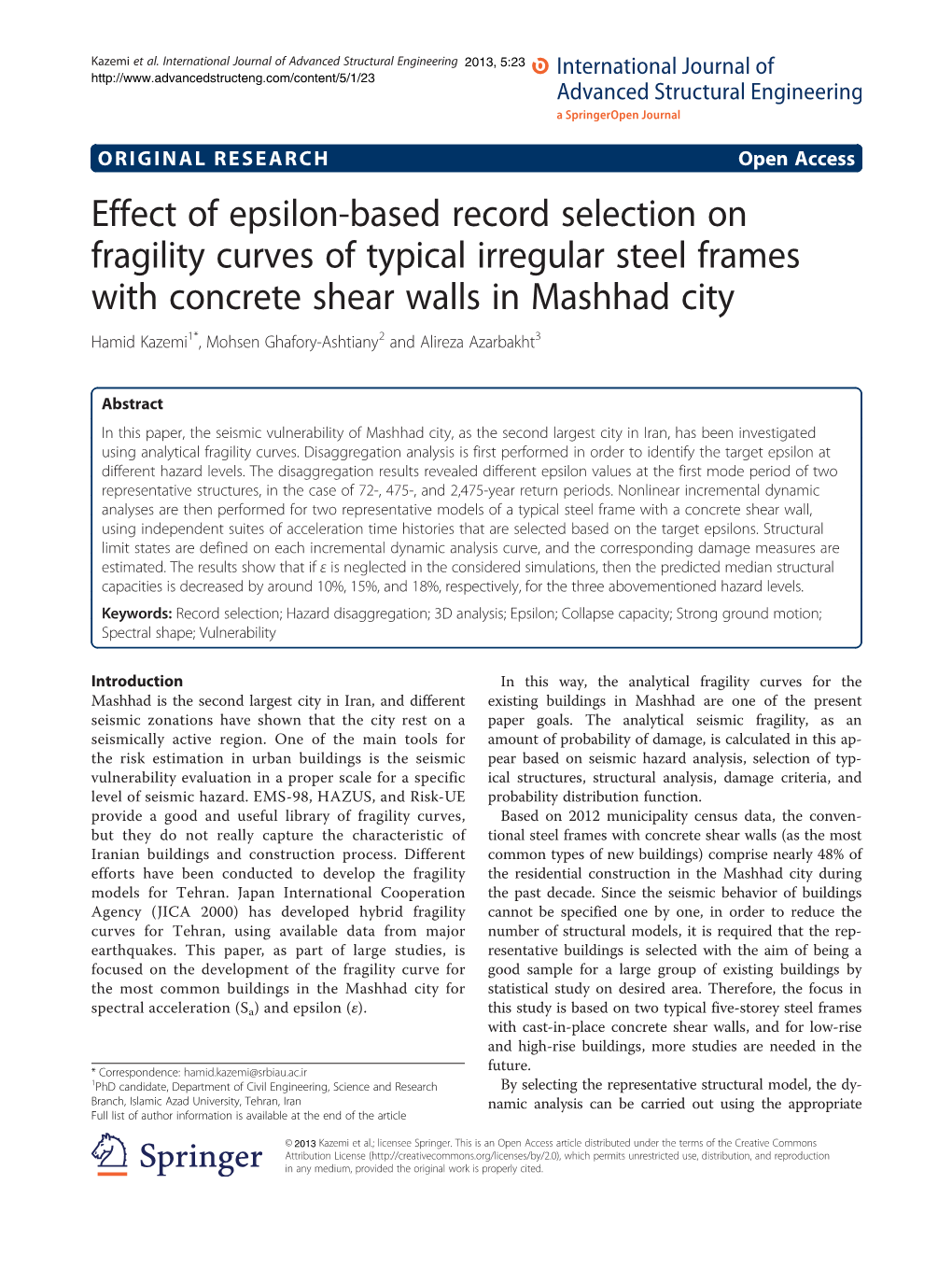 Effect of Epsilon-Based Record Selection on Fragility Curves Of