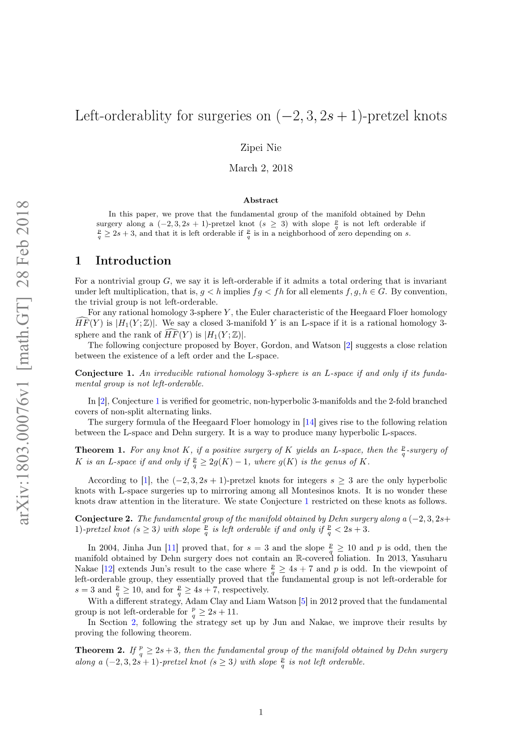 Left-Orderablity for Surgeries on $(-2, 3, 2S+ 1) $-Pretzel Knots