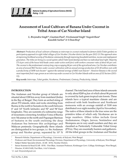 Assessment of Local Cultivars of Banana Under Coconut in Tribal Areas of Car Nicobar Island National Academy of Agricultural Science (NAAS) Rating : 3