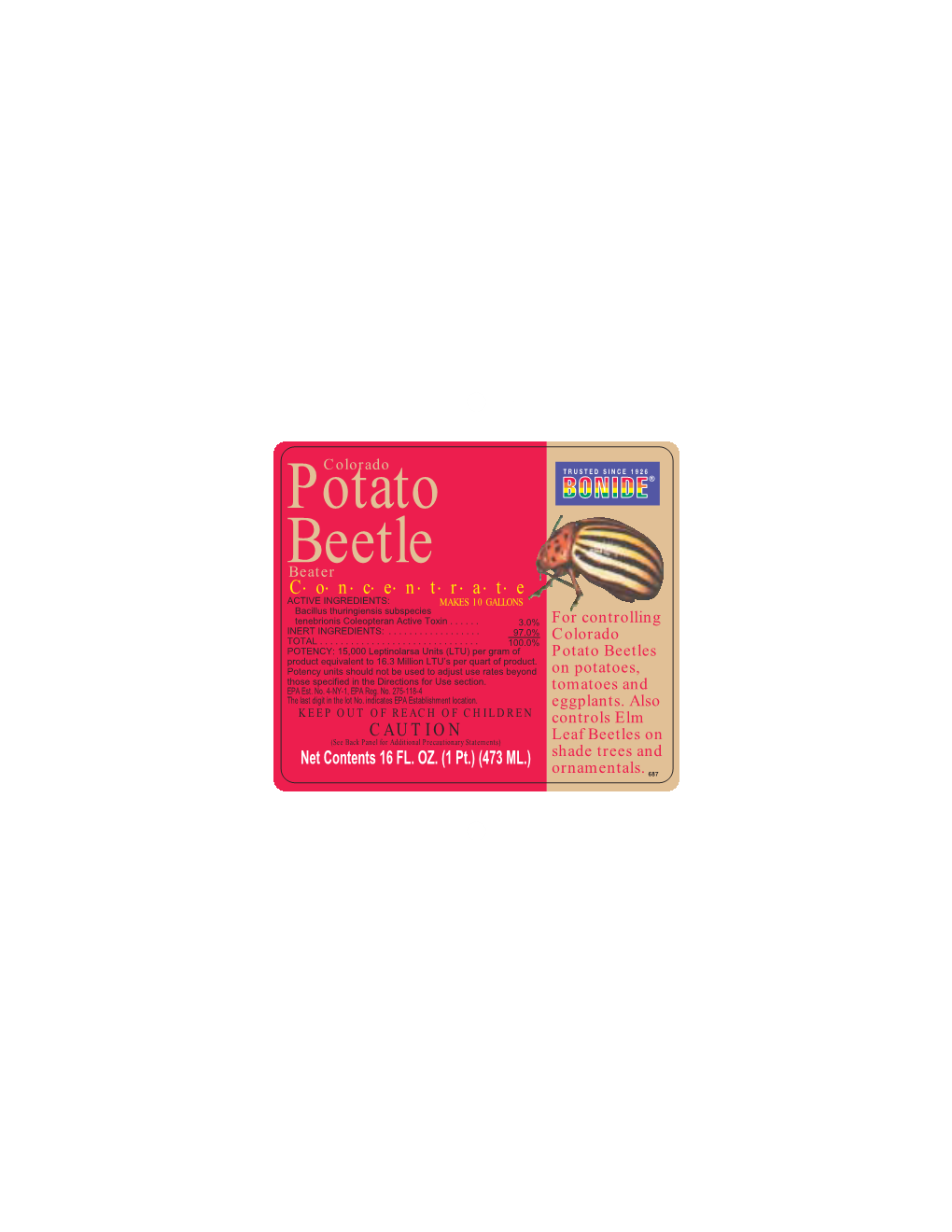 Potato Beetles Product Equivalent to 16.3 Million LTU’S Per Quart of Product