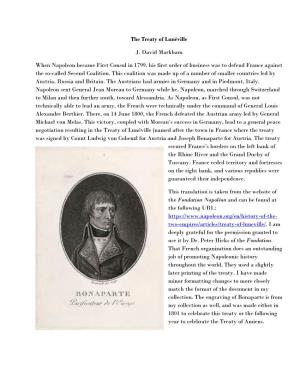The Treaty of Lunéville J. David Markham When Napoleon Became