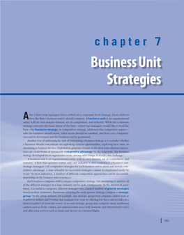 Chapter 7 Business Unit Strategies 183