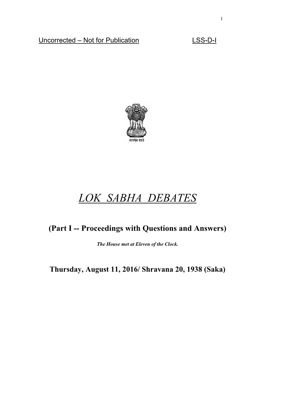 Lok Sabha Debates